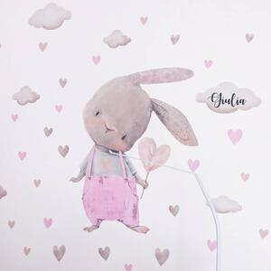 Coniglietto roso con cuore - adesivo da parete