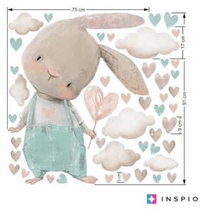 Adesivi per bambini - Coniglietto acquerello con cuore
