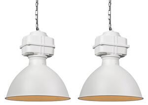 Set di 2 lampade a sospensione industriali piccolo bianco opaco - Sicko