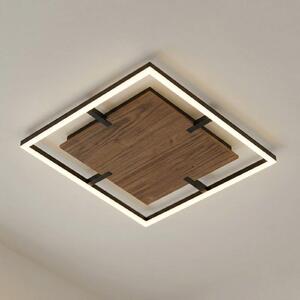 Plafoniera soffitto Vectra Lucande, dimmerabile, Legno scuro, Soggiorno / Sala da pranzo, Plastica, Moderno, Plafoniera