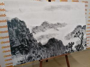 Quadri di un tradizionale paesaggio cinese in bianco e nero