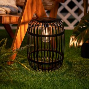 Pauleen Lampada LED da tavolo e solare SUNSHINE RAY nera 25 cm IP44, Nero, bambù, Giovanile