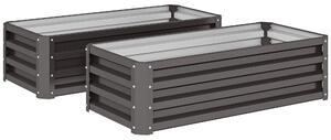 Outsunny Set di 2 Grandi Fioriere Esterne in Acciaio Zincato Orti Urbani per Terrazza Giardino 110x50x30 cm Grigio | Aosom Italy