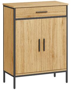 HOMCOM Mobile Bagno con Ripiani a 2 Livelli e Grande Cassetto, Stile Industriale, 60x30x80 cm, Rovere | Aosom Italy