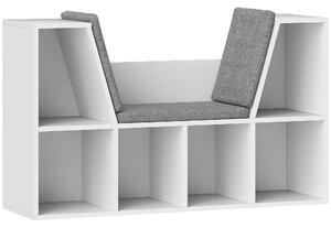 HOMCOM Libreria con Seduta Imbottita e 6 Scomparti, 105x30x63 cm, Bianco | Aosom Italy