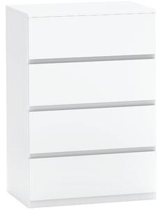 HOMCOM Cassettiera con 4 Cassetti e Cinture Anti-Ribaltamento, in Legno, 55x33x80 cm, Bianco | Aosom Italy