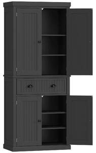 HOMCOM Credenza da Cucina con 4 Porte, Cassetto e Ripiani Regolabili, 76,2x40,2x183 cm, Nero | Aosom Italy