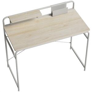 HOMCOM Scrivania Moderna con Ripiano e Struttura in Metallo, Facile da Assemblare, 98x48x88,5 cm, Rovere | Aosom Italy
