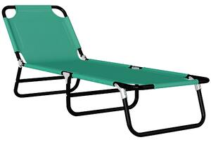 Outsunny Sdraio per Piscina Pieghevole, Sdraio da Giardino con Schienale Reclinabile su 4 Posizioni, 190x56x28cm, Verde|Aosom