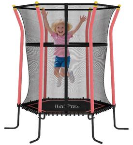 HOMCOM Tappeto Elastico per Bambini con Ingresso a Cerniera e Pali Imbottiti, Ø163.5x190 cm, Rosso