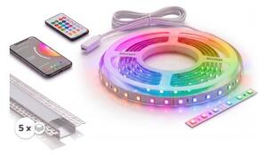 KIT 1x striscia LED RGBW NEO LITE LED/24W/230V 5 m IP65 Wi-Fi + 5x profili da 1 m + telecomando