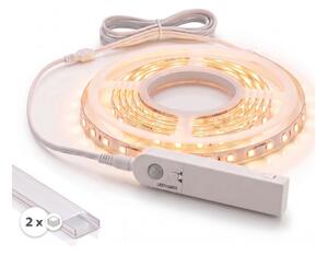 SET 1x striscia LED con sensore FLEX LED/3,6W/4xAA 2 m + 2x profilo da incasso 1 m