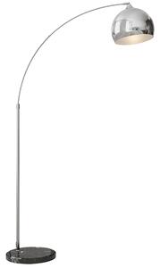 Lampada da Terra Design Vintage Asta Regolabile con Attacco E27 Struttura in Metallo e Base in Marmo Argento