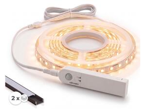 Kit 1x striscia LED con sensore FLEX LED/3,6W/4xAA, 2 m + 2x profili da incasso da 1 m