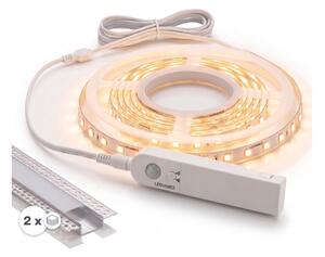 Kit 1x striscia LED con sensore FLEX LED/3,6W/4xAA 2 m + 2x profili da incasso da 1 m