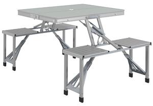 Outsunny Set tavolo e sedie da campeggio pieghevole a forma di valigia picnic, alluminio, dim. 85,5L x 67,5l x 67H cm