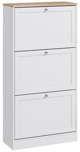 HOMCOM Scarpiera Salvaspazio a 3 Cassetti con Ripiani Regolabili su 2 Livelli, in Legno, 60x23.5x115 cm, Bianco | Aosom Italy