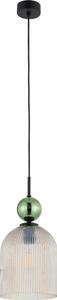 BRILAGI - Lampadario a sospensione con cavo OLIVIA 1xE27/15W/230V nero/ verde/beige fumoso