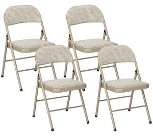 Set 4 Sedie Pieghevoli 45x46x78 cm con Seduta Imbottita in Poliestere e Acciaio Beige