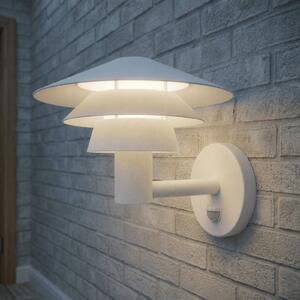 Applique da esterni LED Lucande Montaro, bianca, IP54, con sensore Montaro, Bianco / Opale, Alluminio, Moderno, Applique da esterni