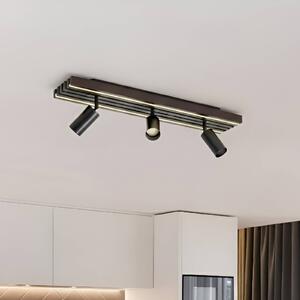 Lucande Faretto da soffitto LED Tiron, a 3 luci, 70 cm, rovere Tiron Lucande, dimmerabile, Legno scuro, Soggiorno / Sala da pranzo, Legno, Moderno