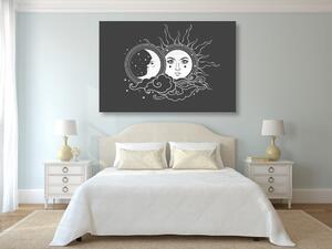 Quadri armonia di Sole e Luna in bianco e nero - 60x40