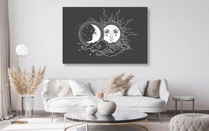Quadri armonia di Sole e Luna in bianco e nero - 60x40
