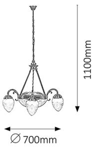 Rabalux 8633 - Lampadario a sospensione con catena ANNABELLA 3xE14/40W+2xE27/60W