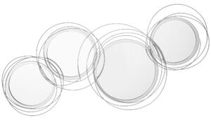 HOMCOM Set di 4 specchi murale sospesa rotondi in metallo argentato, dipinto a mano con ganci e un kit di accessori, 107 x 56cm | Aosom Italy