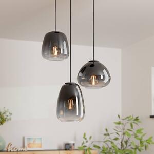 EGLO Lampada a sospensione in vetro Aguilares, dimmerabile, Alluminio / Grigio / Zincato, Soggiorno / Sala da pranzo, Vetro, Moderno, Lampada a sospensione