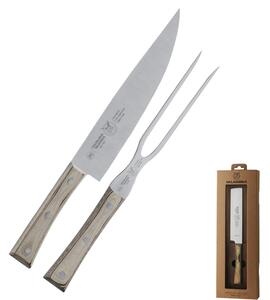 Set Arrosto due pezzi con coltello e forchettone 16 cm colore nocciola, manico in paperstone perfetto per carni e infilzare arrosti e carni