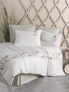 3D Ricamato Saten Matrimoniale Set Copripiumino Urian Beige
