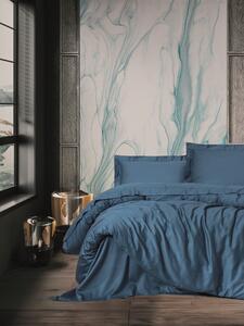 Elegant Saten Matrimoniale Set Copripiumino Blu