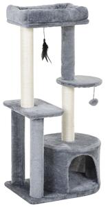 PawHut Albero Tiragraffi per Gatti con Cuccia e Colonna In Sisal con Giocattoli sospesi Stabili Altezza 147 cm|Aosom