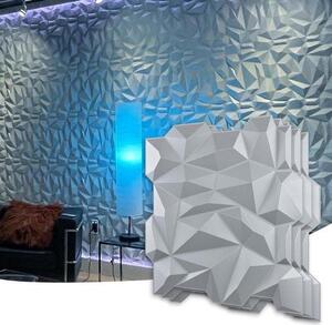 Famanu, pannello decorativo da parete 3D, motivo a rilievo, colore argento, materiale PVC - confezione da 12 pezzi