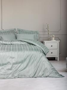 Smart Bambu Saten Matrimoniale Set Copripiumino Stripe Menta