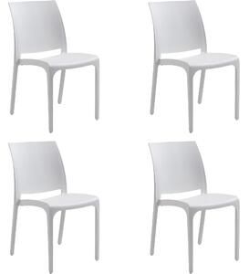 Sedie in resina impilabile in polipropilene made in Italy design per interno esterno SOFIA Bianca set 4 pz Dimensione 46 x54 x h80 cm peso 3.2 kg, riciclabile al 100x100 colore bianco
