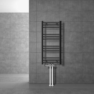 LuxeBath Radiatore da bagno attacco centrale 400 x 800 mm antracite dritto con attacco termostatico tramite radiatore a pavimento, senza elemento riscaldante