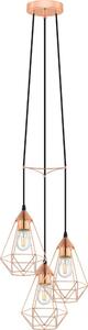 Eglo 78276 - Lampada a sospensione su cavo BYRON 3xE27/60W/230V finitura rame