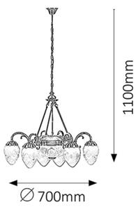 Rabalux 8636 - Lampadario a sospensione con catena ANNABELLA 6xE14/40W+2xE27/60W