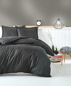 Stripe Saten Matrimoniale Set Copripiumino - Antracite