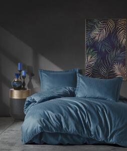 Elegant Stripe Saten Matrimoniale Set Copripiumino Blu