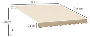 Outsunny Tenda da Sole Avvolgibile a Caduta Manuale per Porte e Finestre, in Alluminio e Poliestere Anti-UV, 300x245cm, Beige