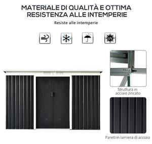 Outsunny Casetta da Giardino Porta Utensili in Lamiera di Acciaio con Porte Scorrevoli, 280x130x172cm, Grigio/Nero