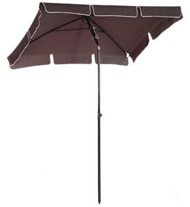 Outsunny Ombrellone Rettangolare Giardino, Inclinazione Regolabile, Palo Alluminio, 198x130x240cm, Marrone e Nero, Moderno|Aosom