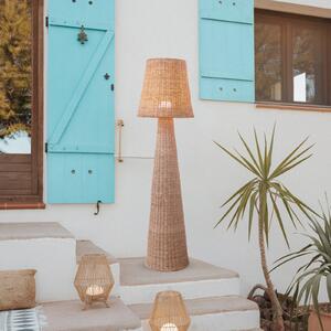 Newgarden Lampada LED da pavimento ricaricabile Lola, color legno, rattan, IP54 dimmerabile, Legno chiaro, Legno, Scandinavo