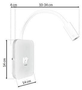 LED lampada da parete flessibile con USB BASE LED/8W + LED/2W/230V bianca