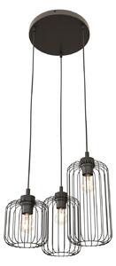 Sospensione Minimal Industrial Donar 3 Luci Tonda Nera