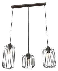 Sospensione Minimal Industrial Donar 3 Luci Lineari Nera