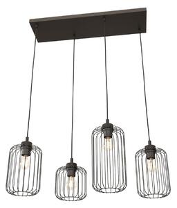 Sospensione Minimal Industrial Donar 4 Luci Lineari Nera